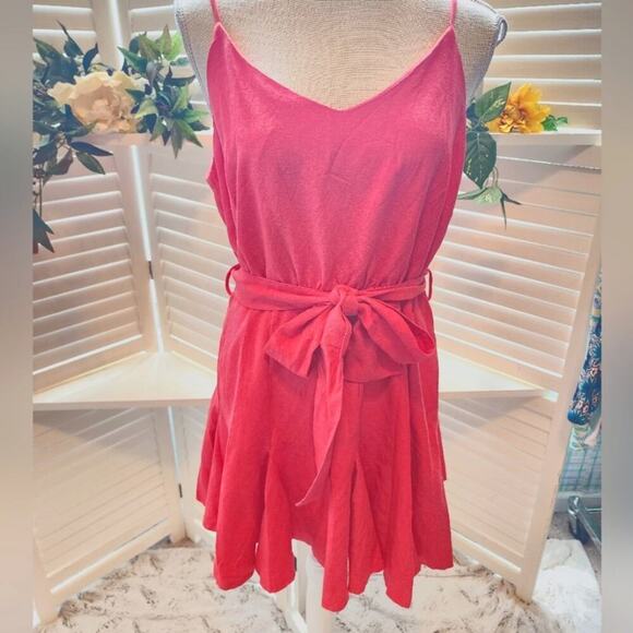 SHE & SKY NEW RED TIE FRONT RED DRESS (35) MULTIPLE SIZES - Picture 2 of 5